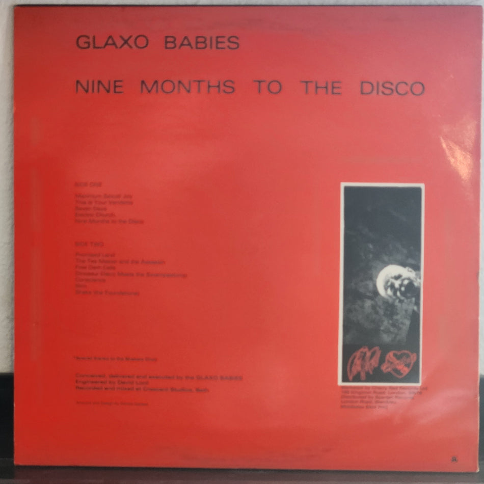 Glaxo Babies - Nine Months To The Disco, 1980 UK Heartbeat Records LP, back cover with tracklist